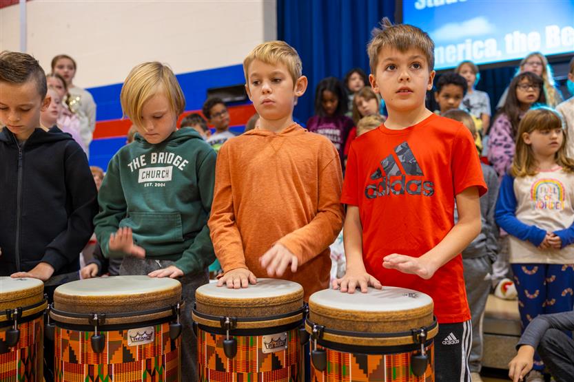 Students play instruments